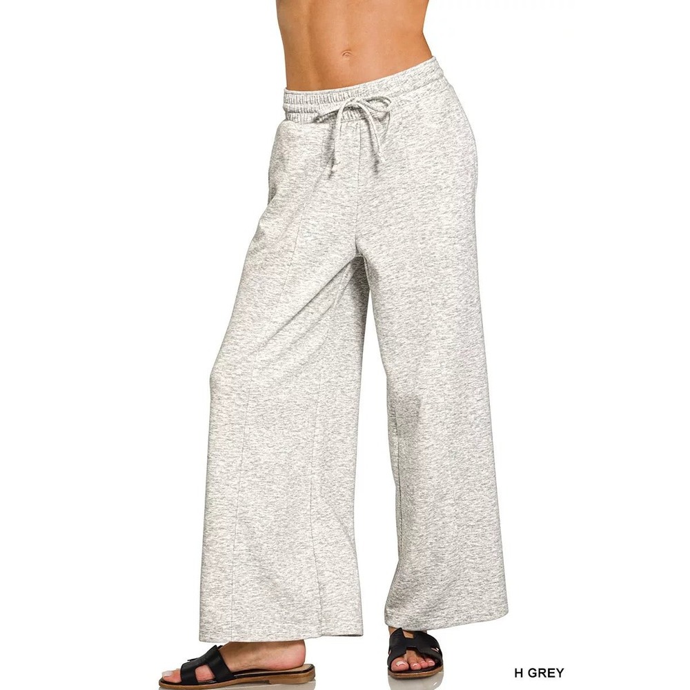 Zenana Scuba Wide Leg Sweatpants in Heather Grey / NWT & Still in Bag /all sizes